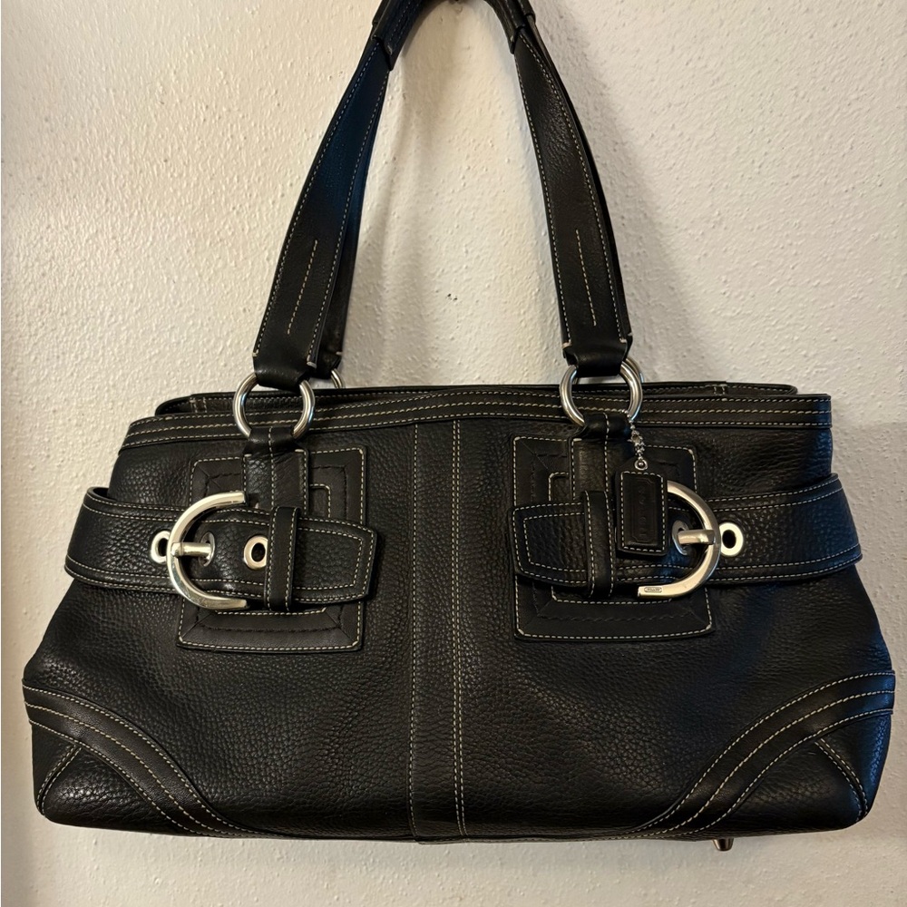 COACH VTG ELEGANT HAMPTON PEBBLED LEATHER SATCHEL SHOULDER HANDBAG M05S-2764